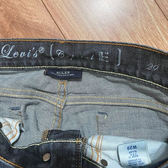 Levi's Capital E Jeans Size 29 Ruler Low Slim Straight Denim Blue Medium Wash - Picture 4 of 8